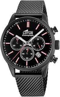 Lotus Herren Analog Uhr Edelstahl 316L Schwarz - Quarz - Chronograph - Kalender - Mineralglas - 5 ATM Wasserdicht Casual 18700/1 Chrono