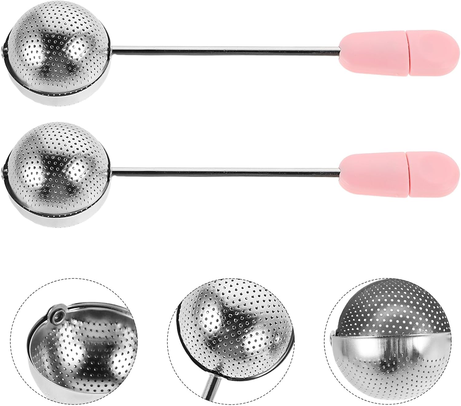 2pcs Stainless Steel Tea Strainers with Handle Portable Fine Mesh Tea Infuser Balls Reusable for Home and Restaurant