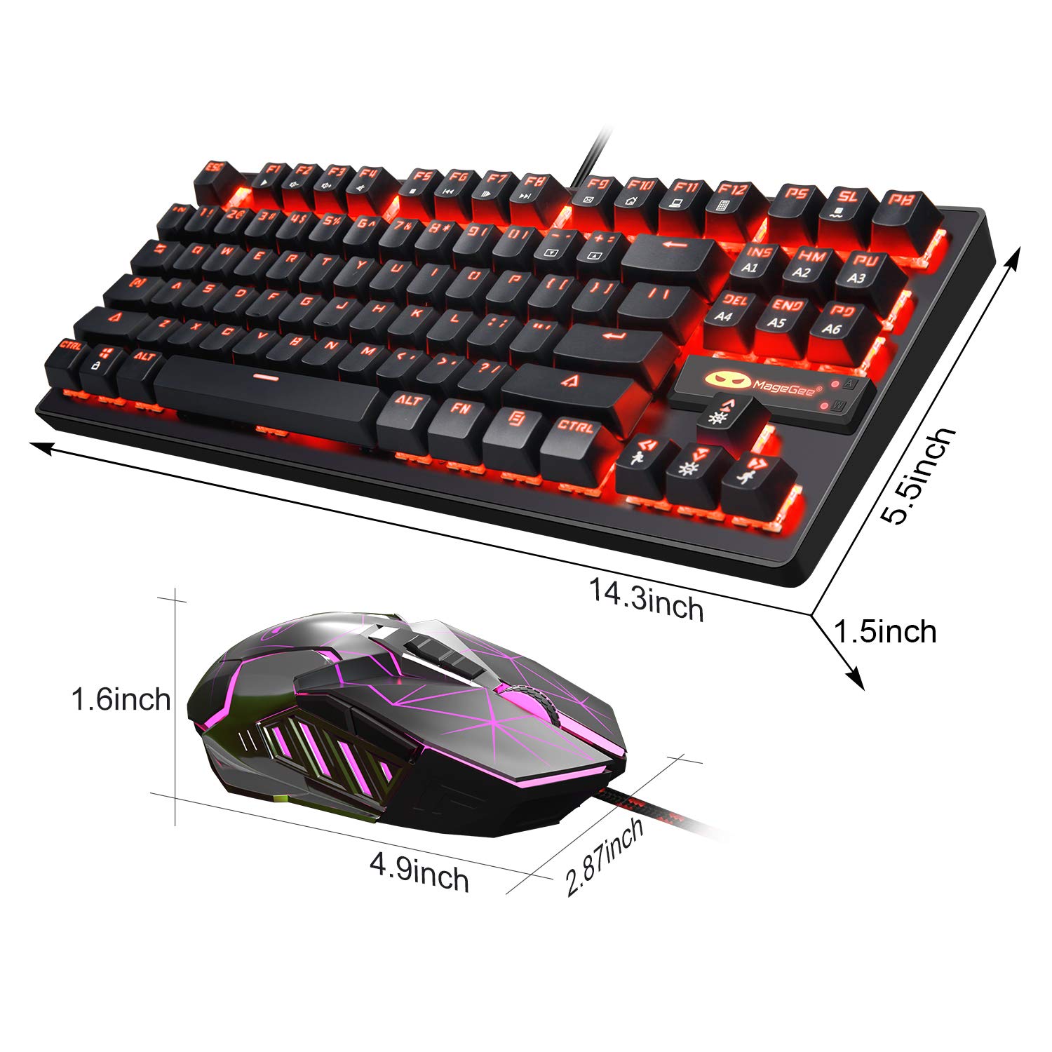 Mechanical Gaming Keyboard and Mouse Combo & Large Mouse Pad,Mechanical