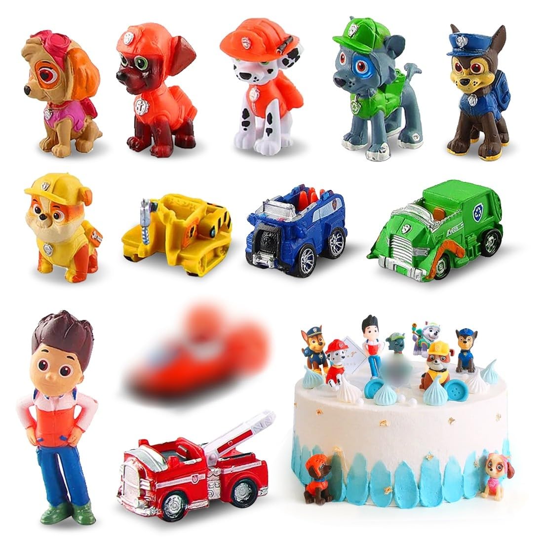 Decoracion para Tartas Infantiles, 12 Piezas Patrulla Dog Decoracion Tartas Cumpleaños, Figuras Tarta, Decorar Tartas de Cumpleaños, Adornos Tartas Cumpleaños