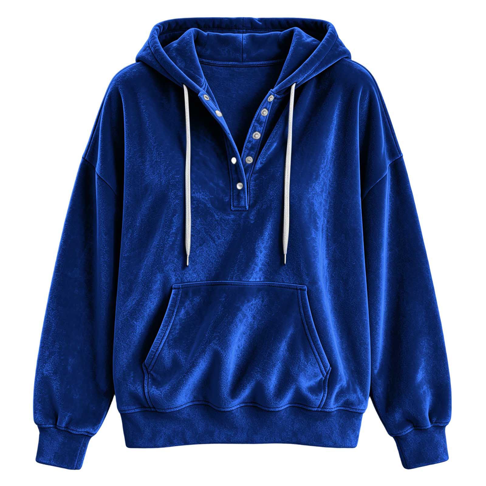 Hoodie Damen Lang Fleecepullover Winter Sweatshirt mit Kapuze Wollflocken Kapuzenpullover Oversized Oberteil Elegante Hoody Warme Winterpullover Einfarbige Sweatshirts mit Taschen Oversize Pullover