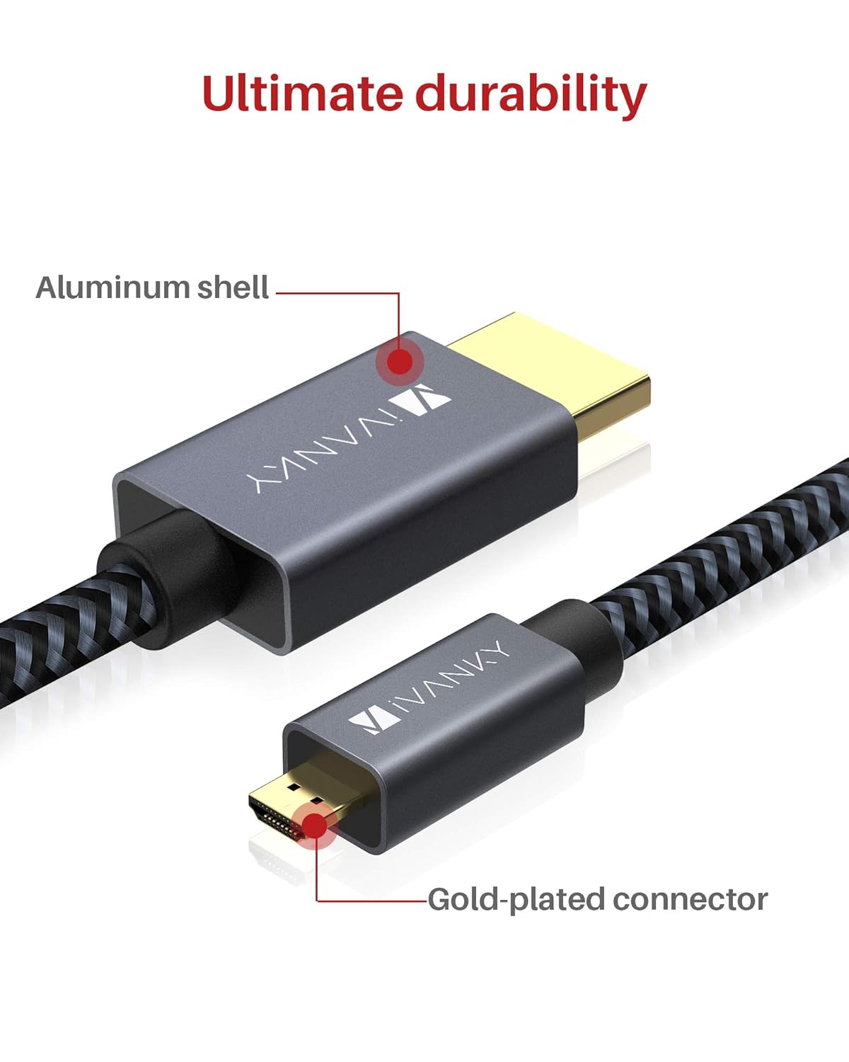 Best Micro HDMI to HDMI Cable Adapter 4K 6.6FT, iVANKY Braided Micro HDMI Cord Support 4K 60Hz HDR 3D ARC 18Gbps, Compatible with GoPro Hero, Raspberry Pi 4, Sport Camera Discount Micro HDMI to HDMI Cable Adapter 4K 6.6FT, iVANKY Braided Micro HDMI Cord Support 4K 60Hz HDR 3D ARC 18Gbps, Compatible with GoPro Hero, Raspberry Pi 4, Sport Camera
