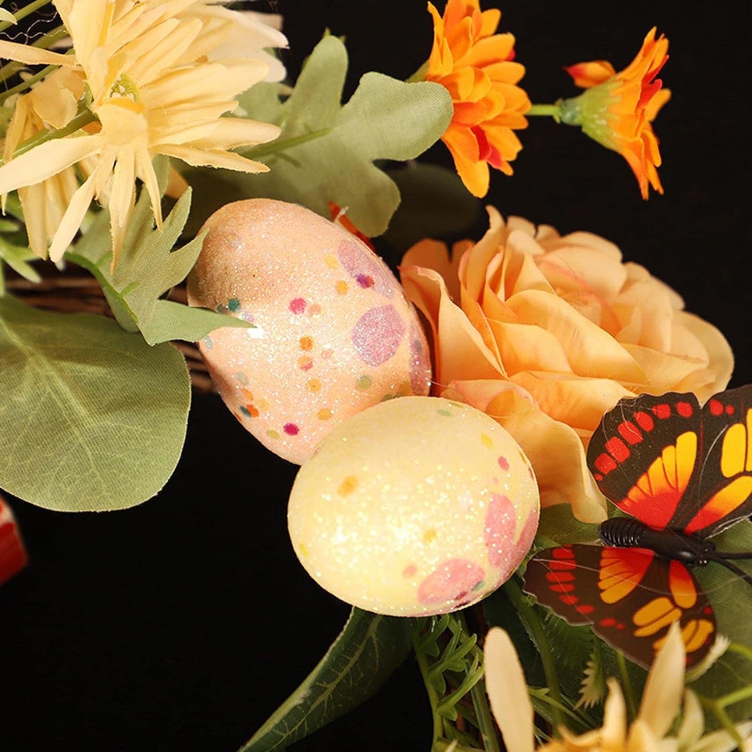 MAYABI Türkranz, Türkranz, Herbstkränze for die Haustür, hängender Osterkranz, Vögel, Eier, Kranz, handgefertigte Geschenke, Türdekoration, Dekor for Türen im Innenbereich und im Herbst,