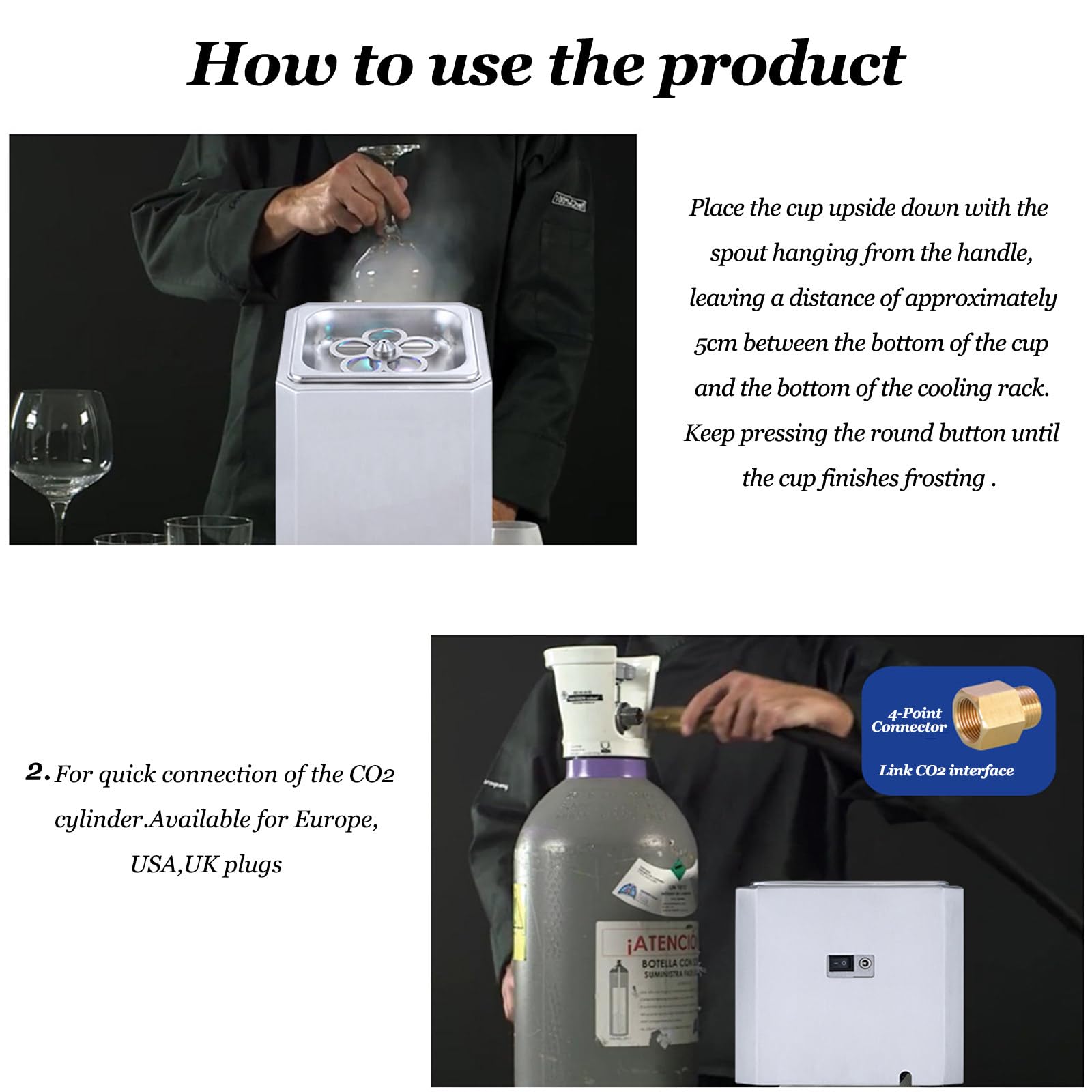 Refrigeratore di vetro, con luce a LED, refrigeratore di vetro a CO2 per tazze e bicchieri, refrigeratore istantaneo di bevande, per bar, ristorante, cucina