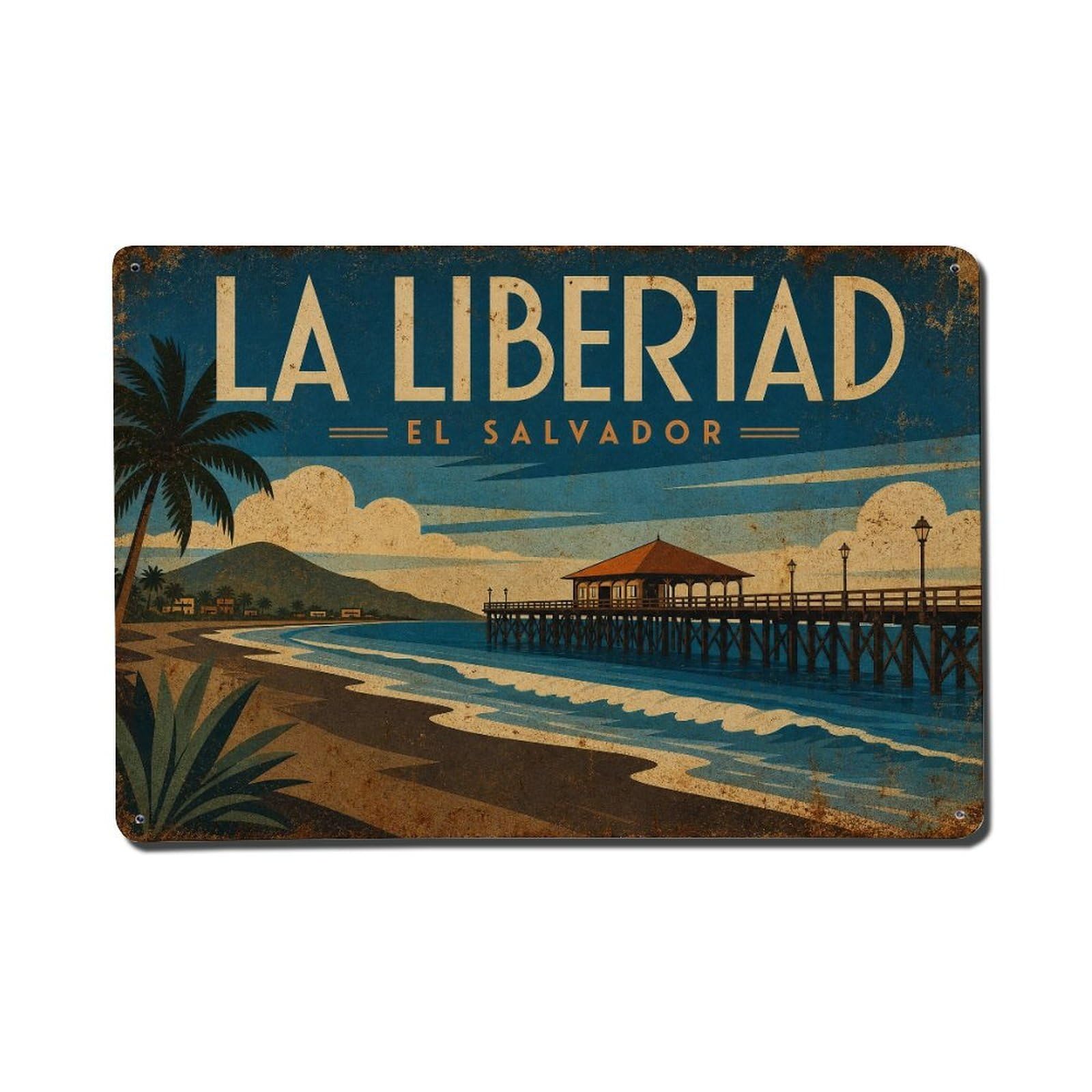 Travel Retro El Salvador La Libertad Metal Tin Sign