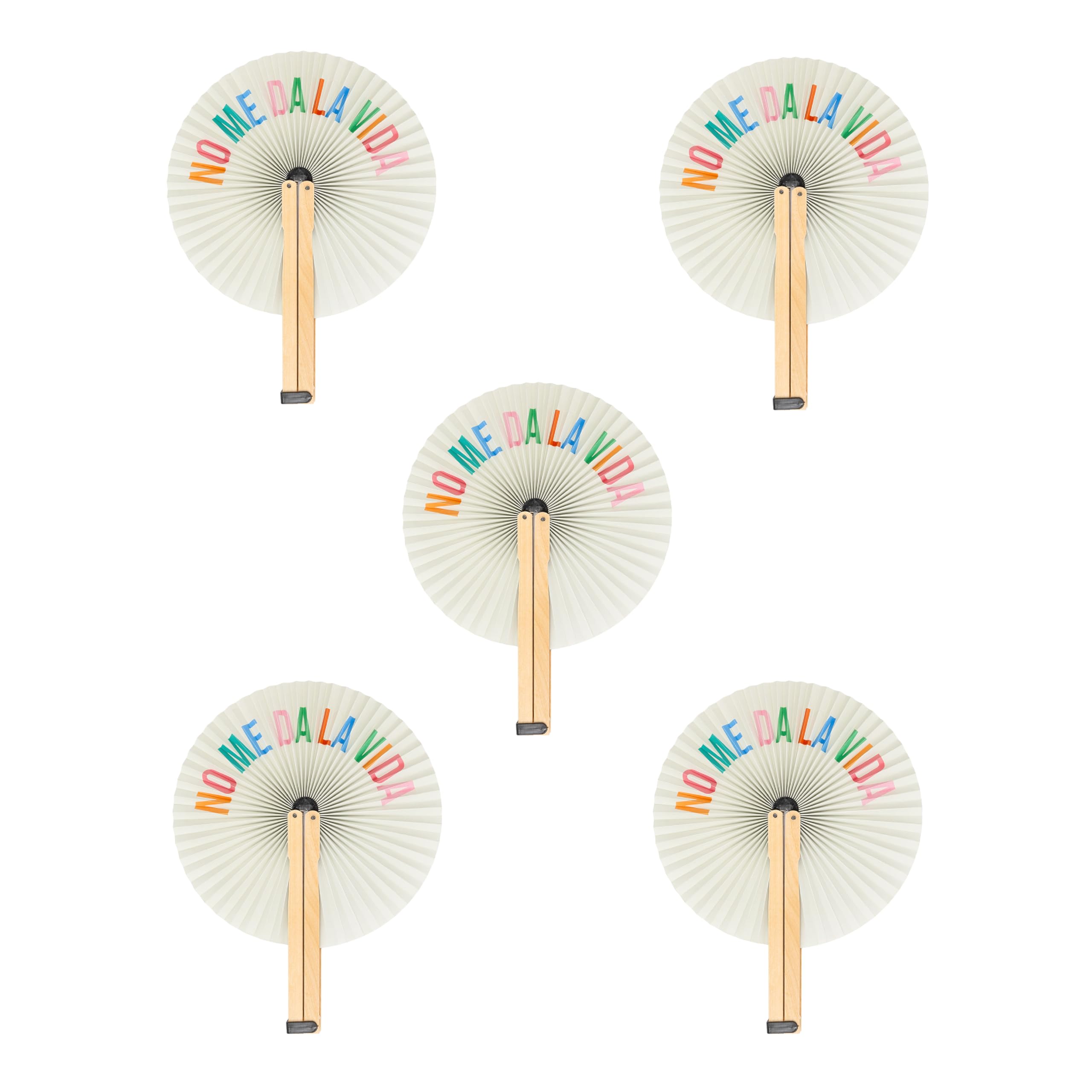 Fisura - Original Folding fan โNo me da la vidaโ, Set of 5 Stylish Paper Fans, Multicoloured Pai Pai, Wedding Favor for Guests, Party or Ceremony Gift
