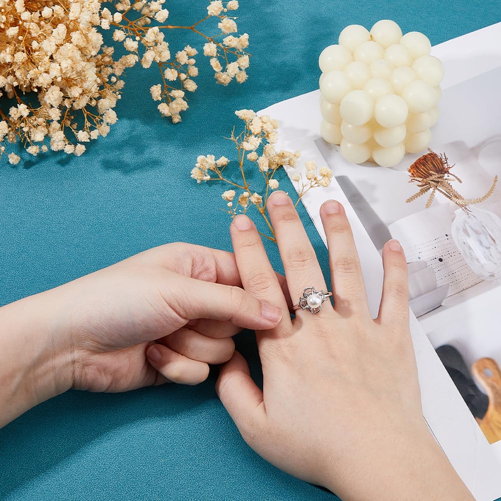 1 Stück 925 verstellbare Ringfassungen Aus Sterlingsilber Platin Krallenringrohlinge 17mm Krallenringkomponenten Für Unregelmäßige Cabochons Für Ohrringe Schmuckherstellung DIY Handwerk