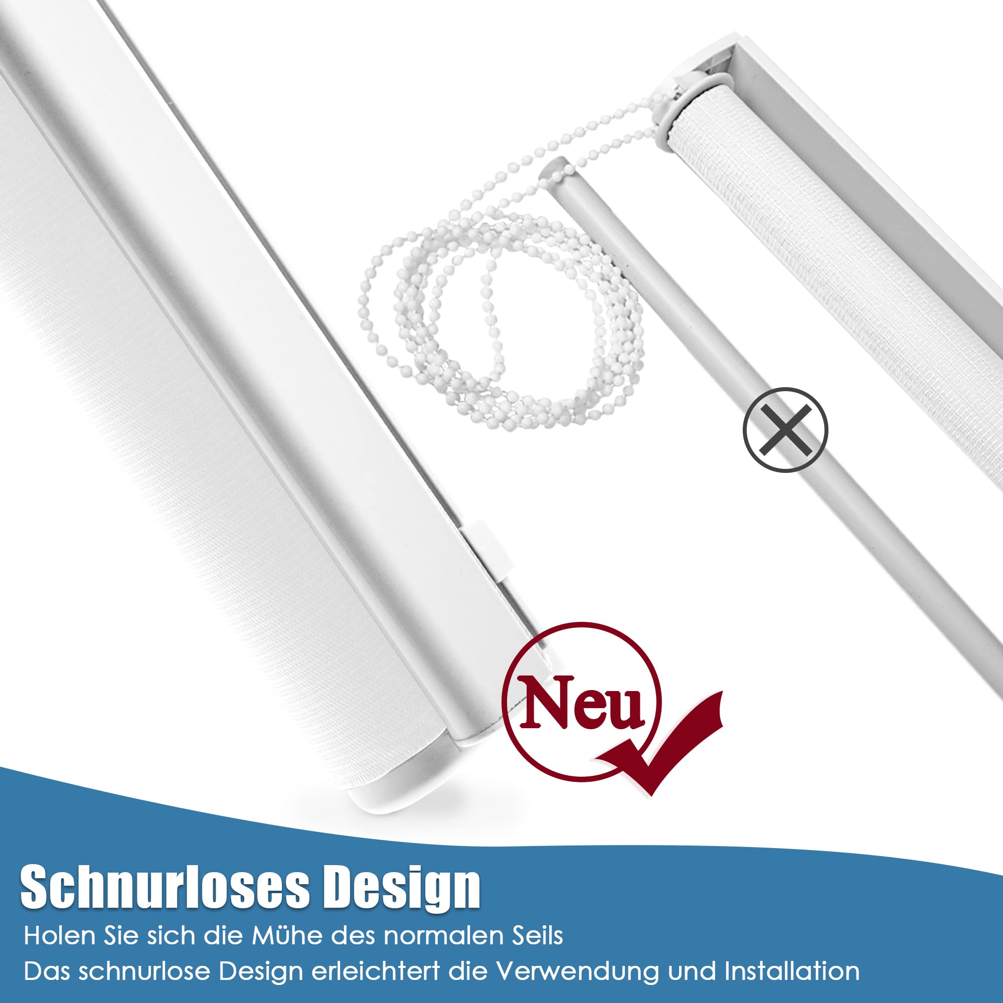 SBARTAR Doppelrollo schnurlos Klemmfix Rollos für Fenster ohne Bohren & zum Bohren, Weiß B105 x H120 cm (Stoffbreite 105 cm), Drücken Und Ziehen Springrollos, Lichtdurchlässig Aber Blickdicht | Klemmfix Rollos für Fenster ohne Bohren & zum Bohren Drücken