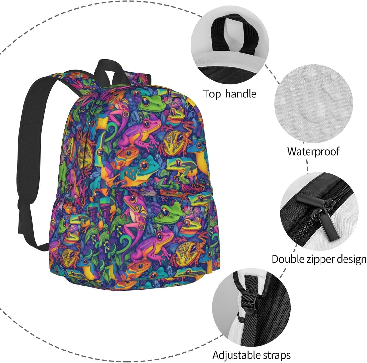 Kids Frog Backpack Large Capacity Teenager Bag Casual Backpacks For Children Boys Girls School - Image 5