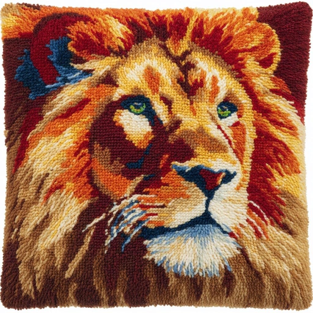 Henypt Latch Hook Cushion Kits, Lion