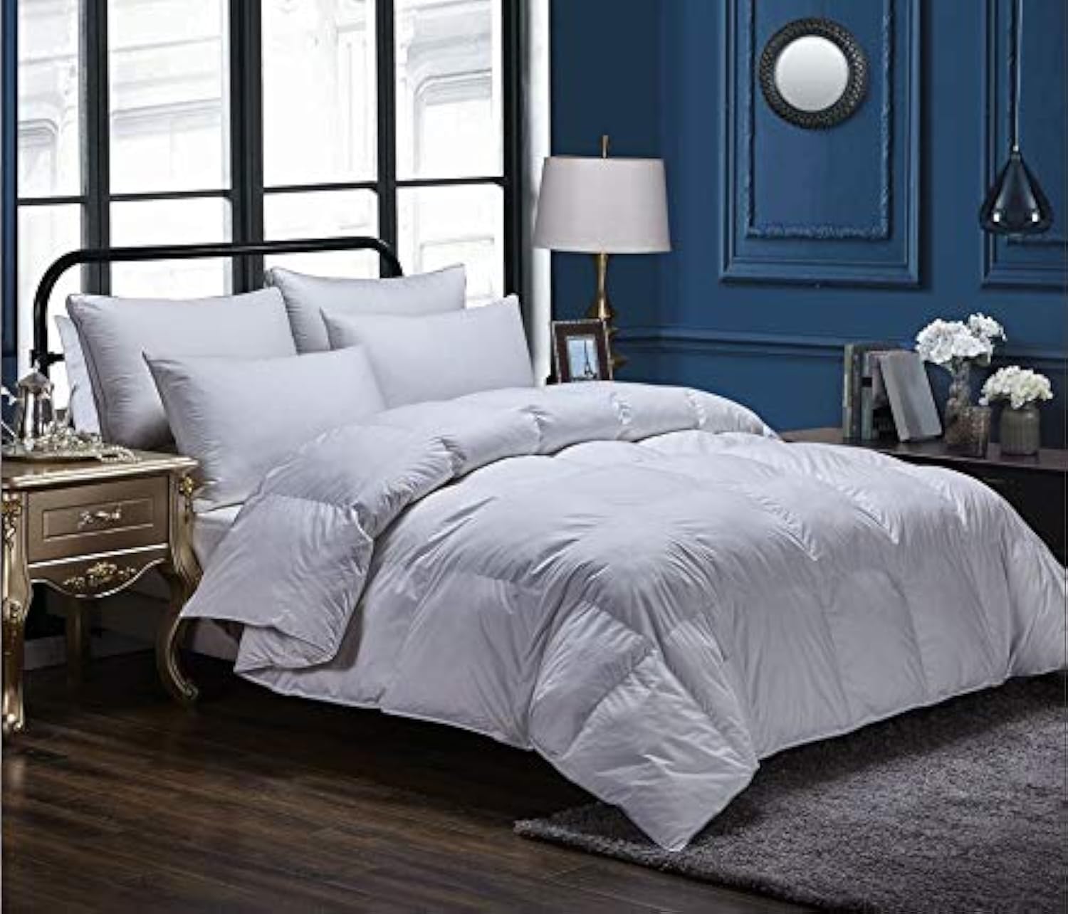 Goose Feather Down Duvet (DOUBLE) Quilt 13.5 Tog Luxury Comforter Deluxe Duvet, Best Hotel Quality, Super Soft, Warm and Cosy, Anti Allergy, Computer Quilted Construction, Self piping