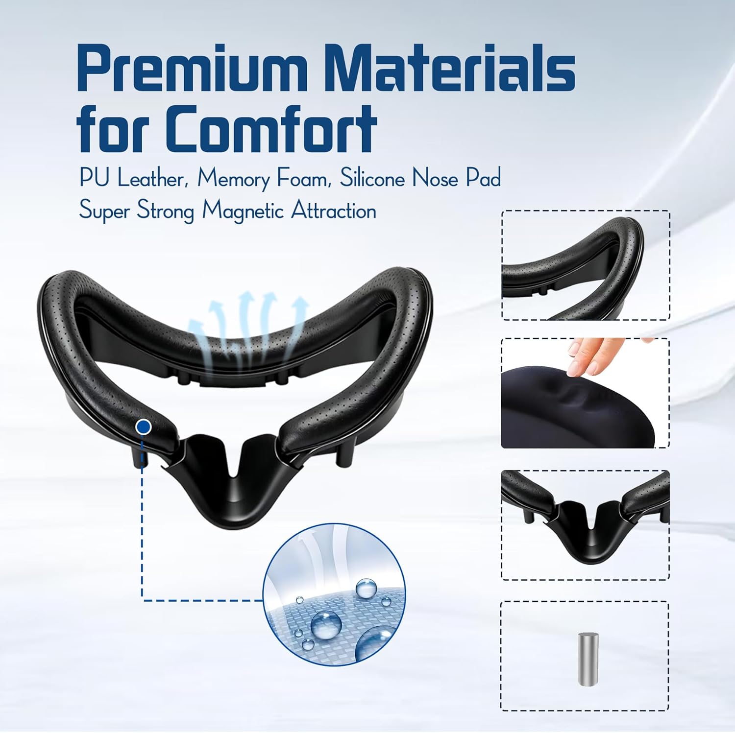 Upgraded Valve Index Face Gasket Complete Set with Magnetic Bracket Dual Covers Joystick Caps Lens Cover Cleaning Cloths Anti Leak Nose Pad