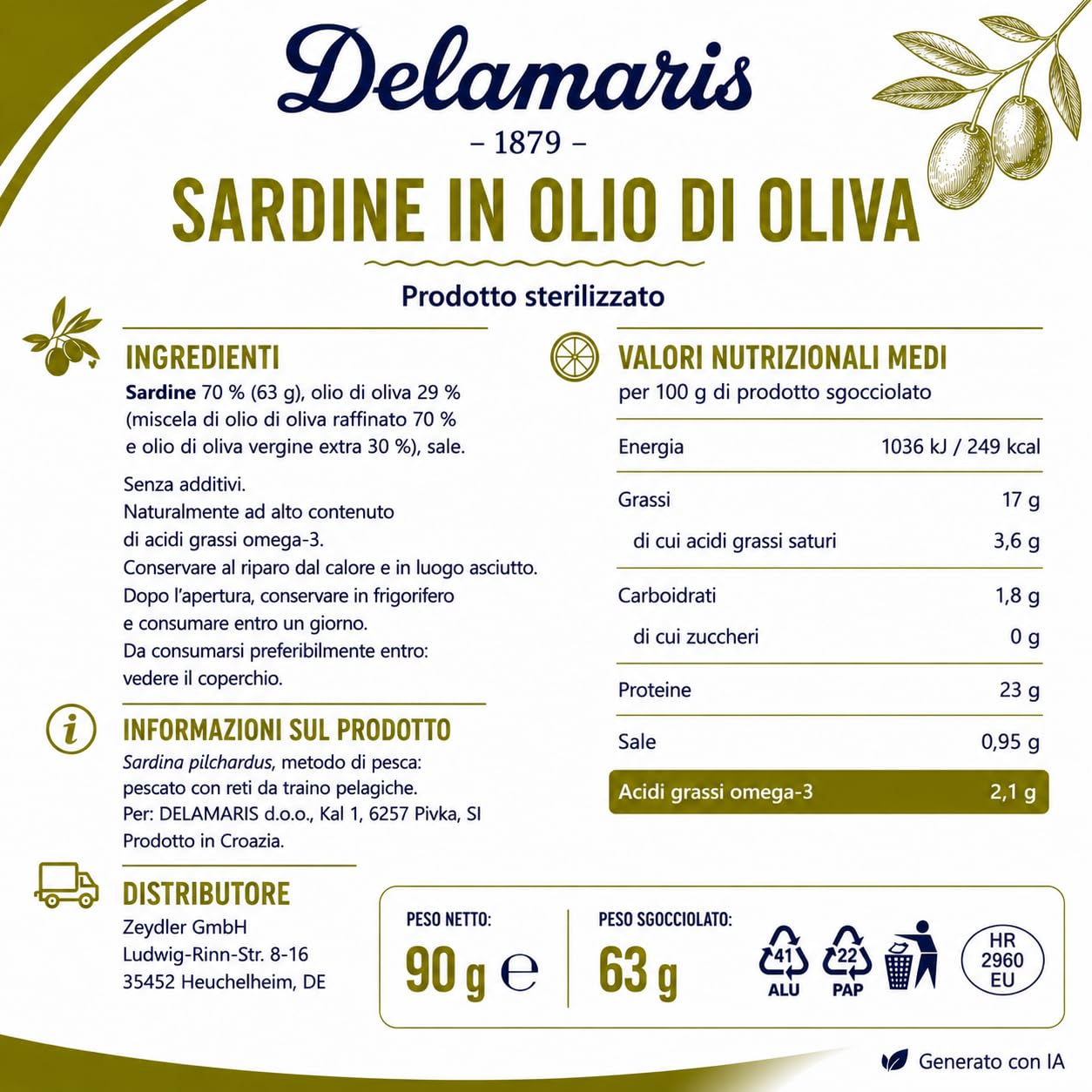 Sardinen in Olivenöl 20x90g 20er-Pack Glutenfrei Omega-3-Fettsäuren