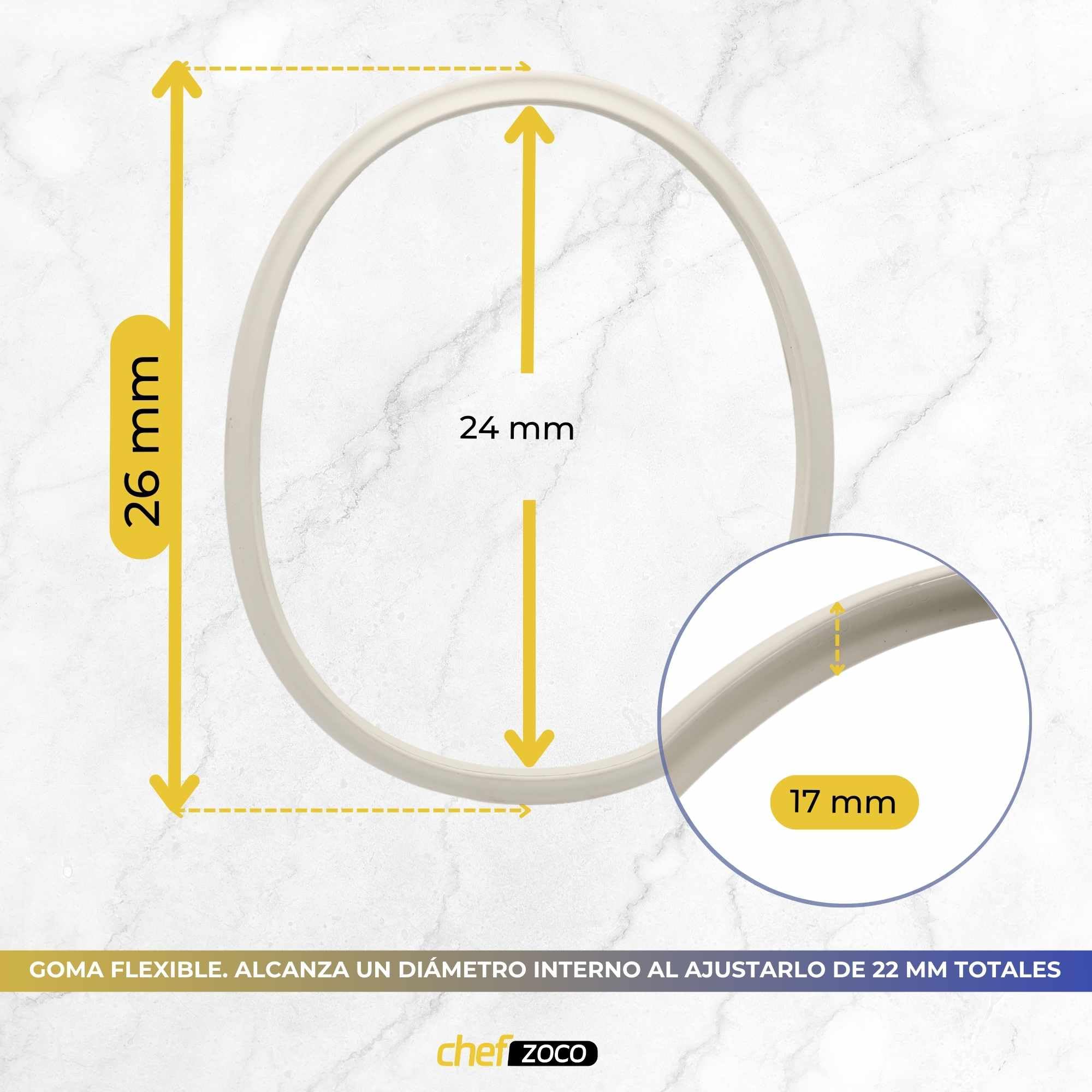 Junta de Silicona para Olla a Presión CHEFZOCO 22 cm Interno 24.5 cm Externo