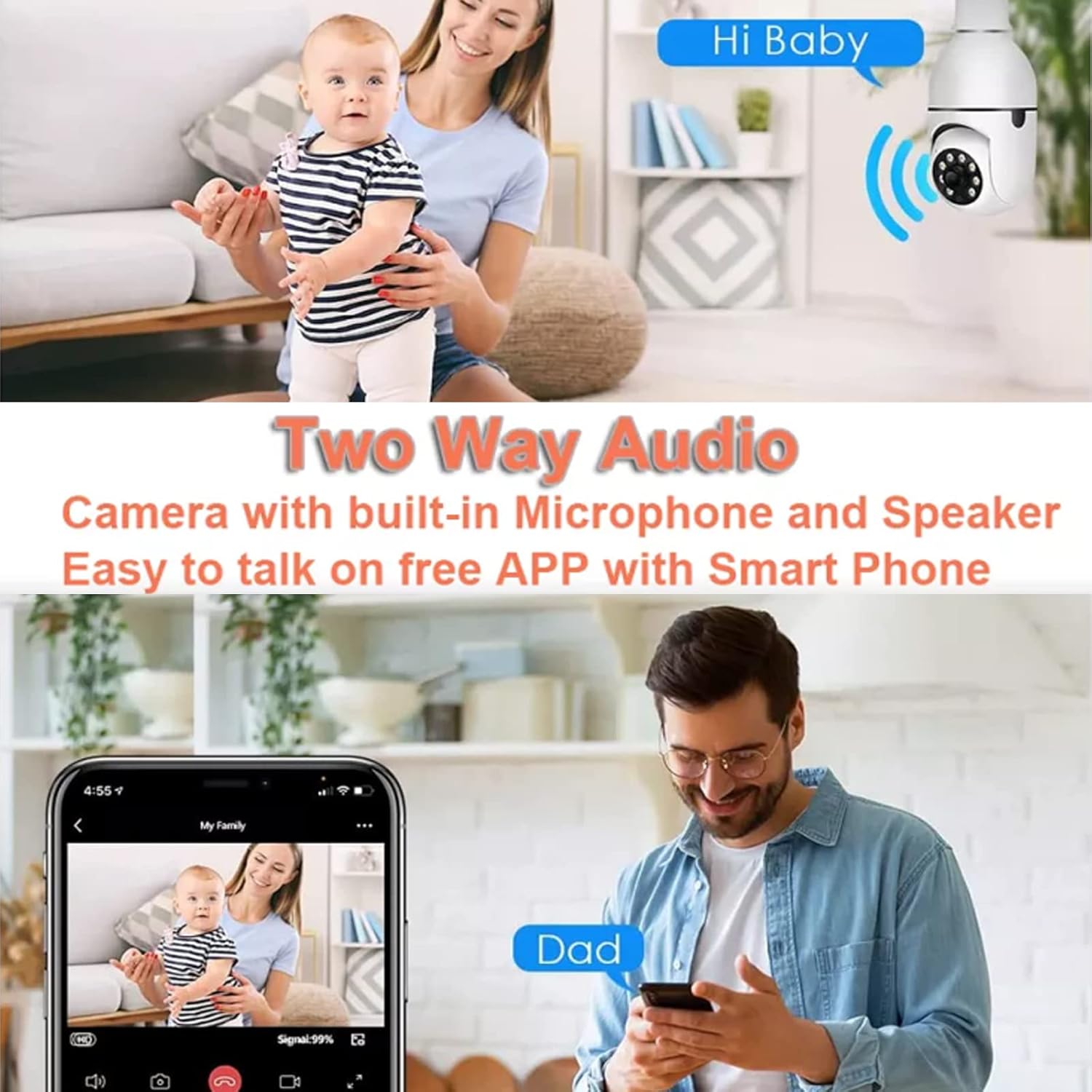 Security Cameras Wireless Outdoor - 5GHz 2.4GHz WiFi E27 Bulb Camera 1080P Wireless Dome Surveillance CamerasVideo Cameras for Home Security Baby Monitor with Camera and Audio Security Camera System