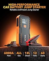 Vista 4 de OXILAM Arrancador 6000A para Todo Gas/12L Diésel, Arrancador de Batería de Coche Portátil, Caja de Arranque de Litio de 12V con Cables de Arranque