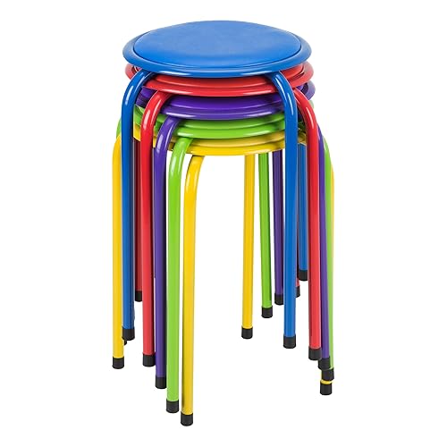 Taburetes apilables con asientos acolchados para niños y adultos, 17 pulgadas de altura estándar, taburetes acolchados portátiles para aula, colores
