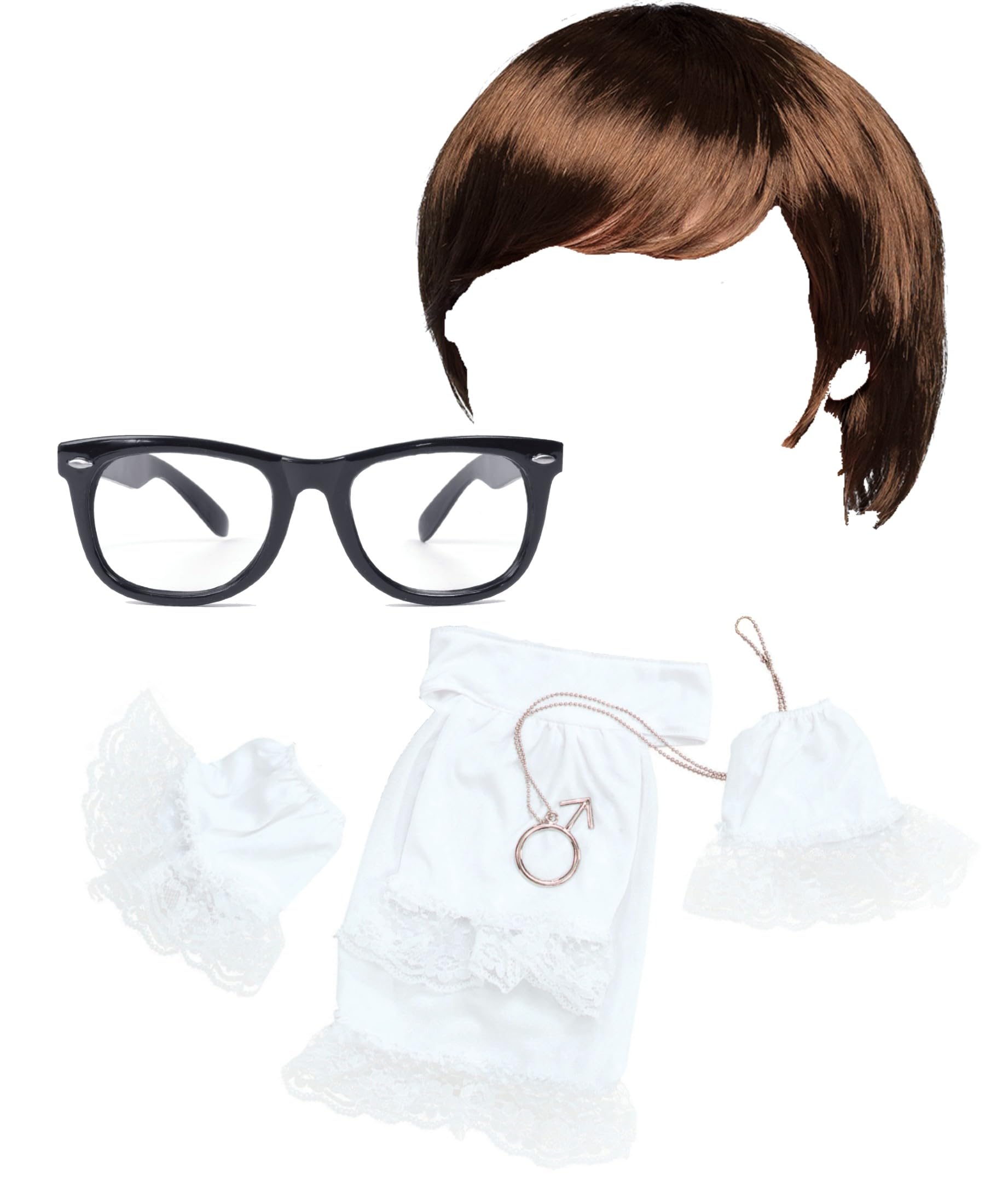 Mega_Jumble Men's Austin Powers Groovy Baby 50's 60's Stag Night Party Fancy Dress Costume Fun Set, Multi