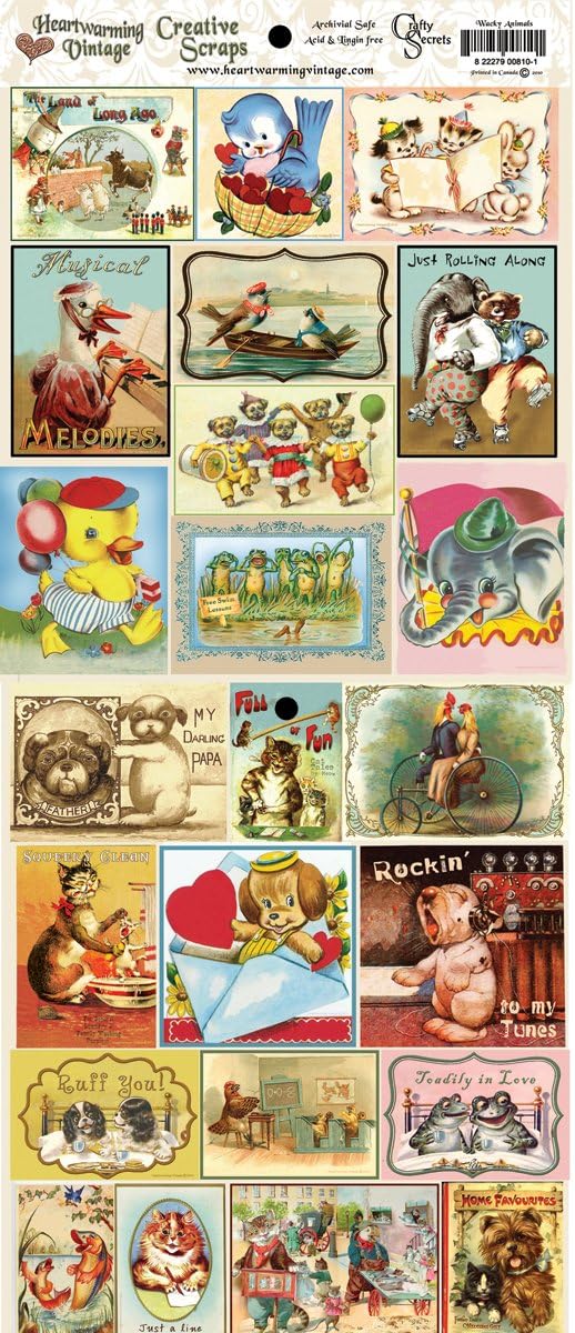 Crafty Secrets Publications Heartwarming Vintage Creative Scraps Wacky Animals