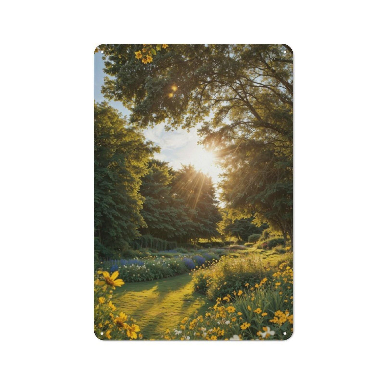 Junmoney Sunlit Meadow In Bloom Retro Tin Wall Plaque 30X20cm For Man Cave Or Games Room, For Games Room Collectors