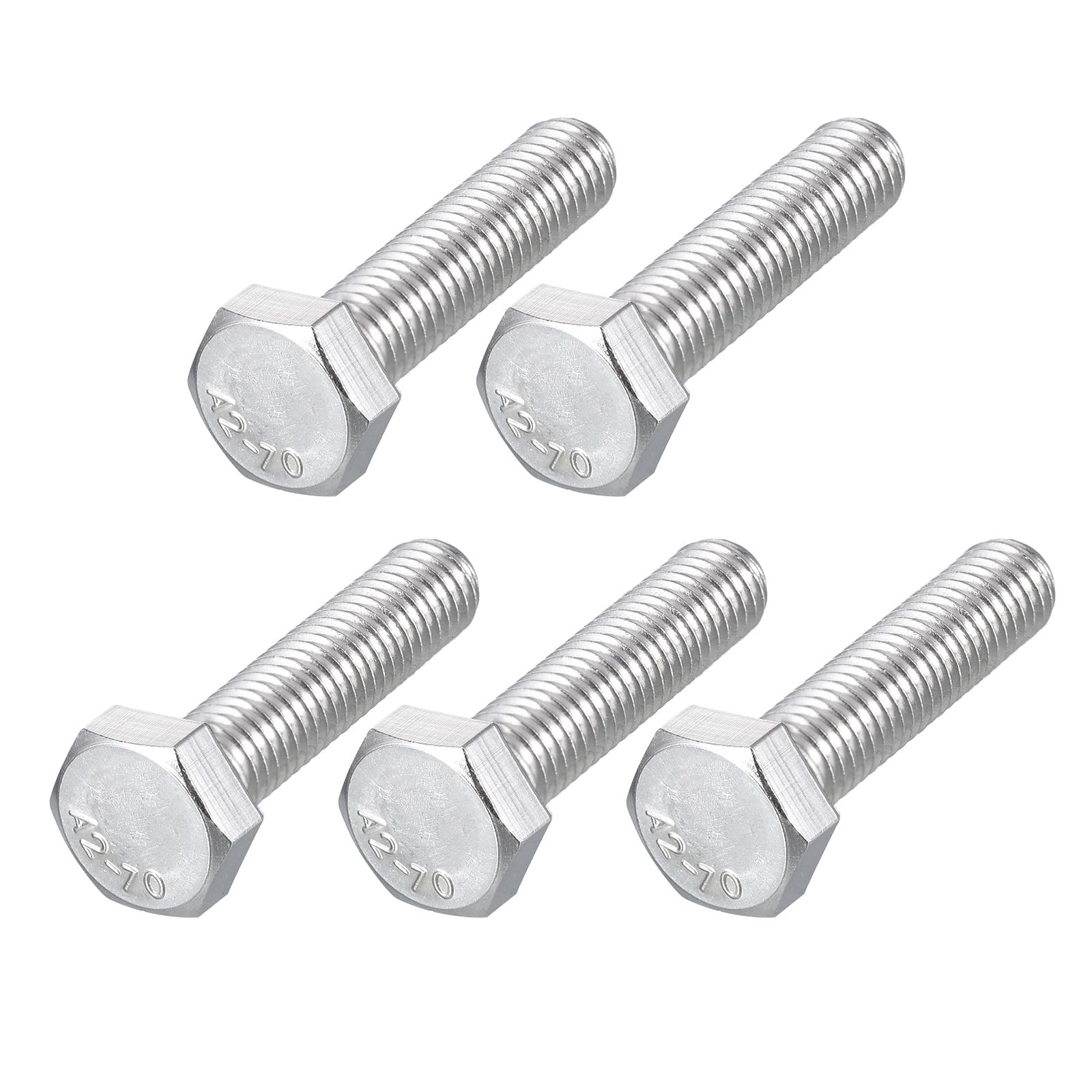 METALLIXITY Hex Bolts (M8-1.25x35mm) 5Pcs, 304 Stainless Steel Coarse Fully Threaded Hex Head Screw Bolt Machine Screws