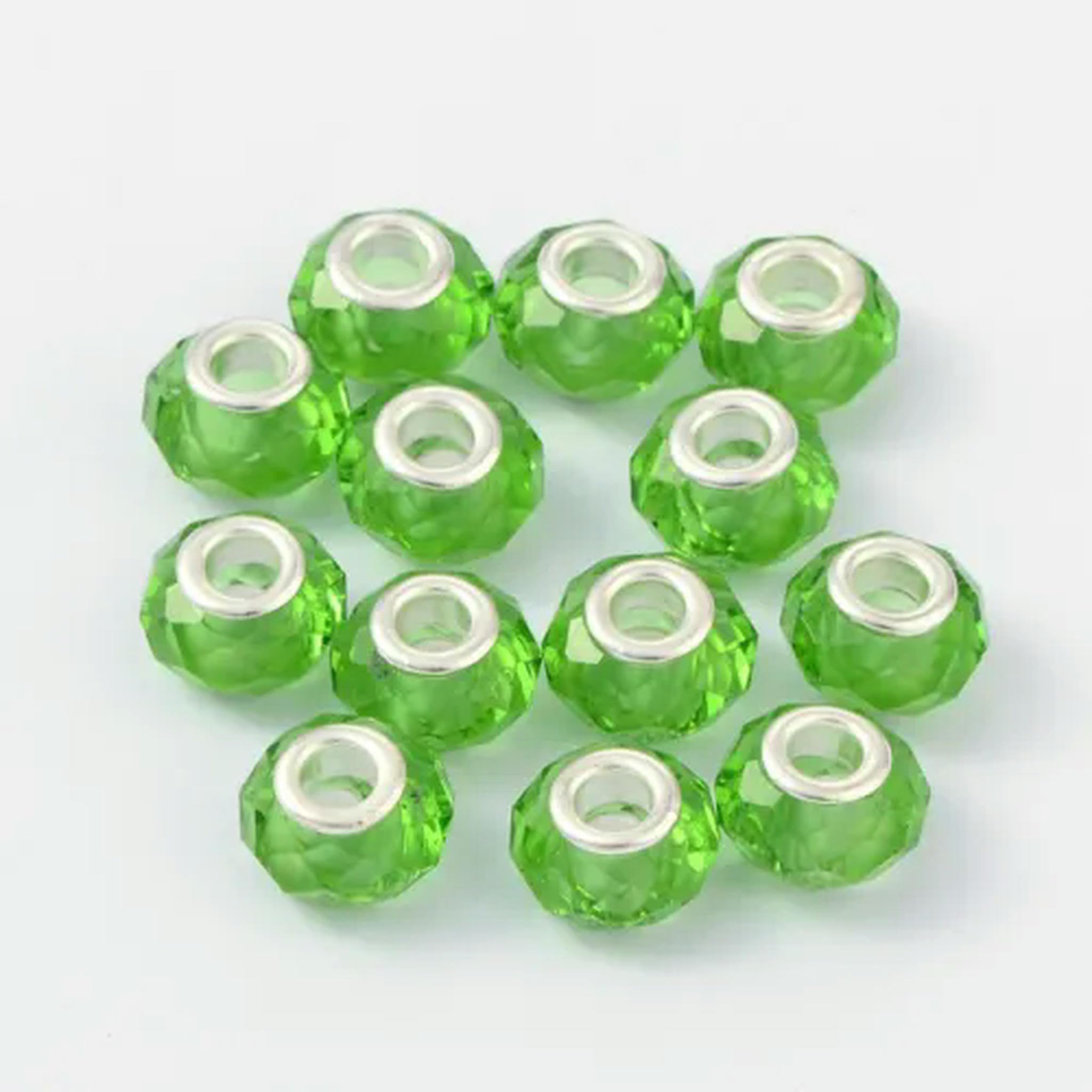 Koraliki z dużym otworem, Opakowanie 100 mosiężnych koralików z otworem 14x8 mm, wielokolorowe(Green)