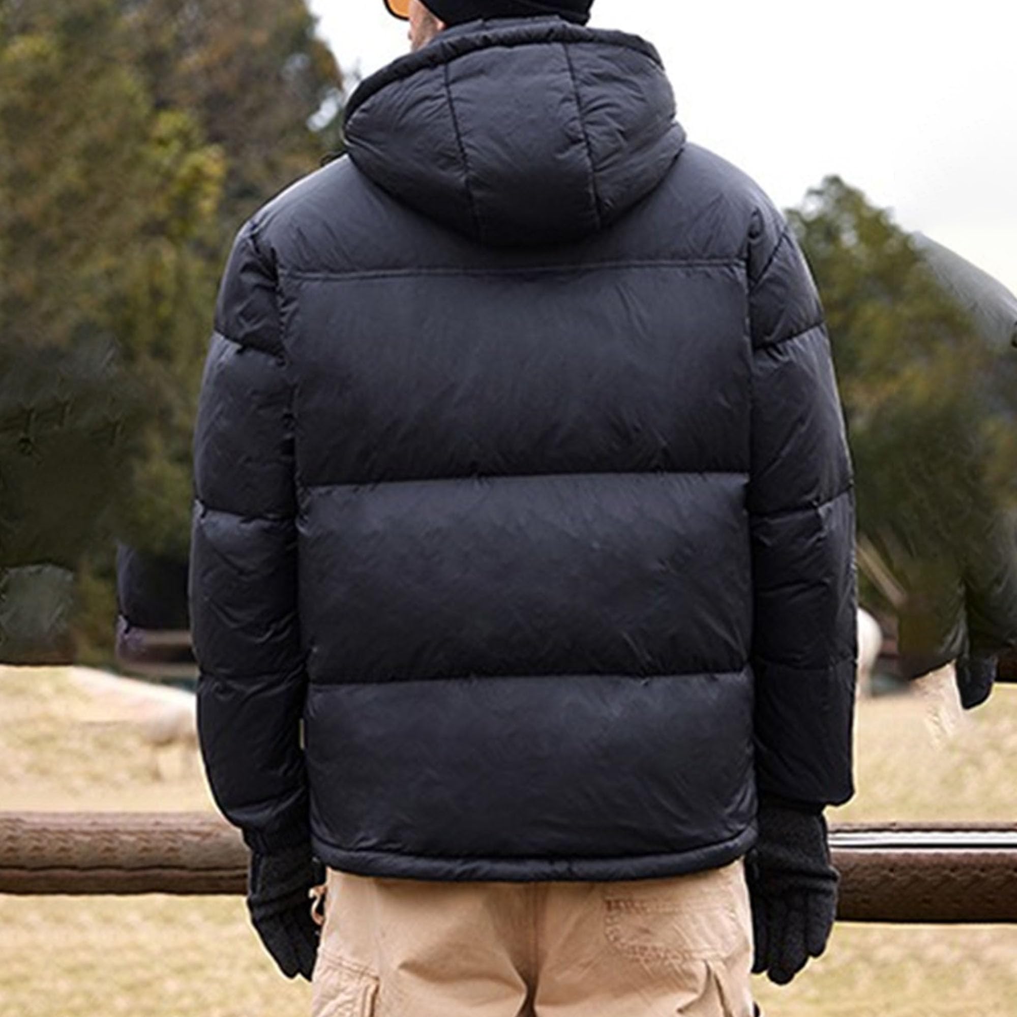 Piumino termico da uomo in tinta unita caldo caldo con zip completa giù cerniera cappotto piumino da uomo con cappuccio