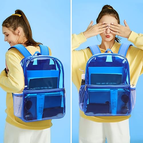 Miniatura 3 de REAWUL Mochila transparente resistente grande TPU mochilas transparentes, Azul, Moda