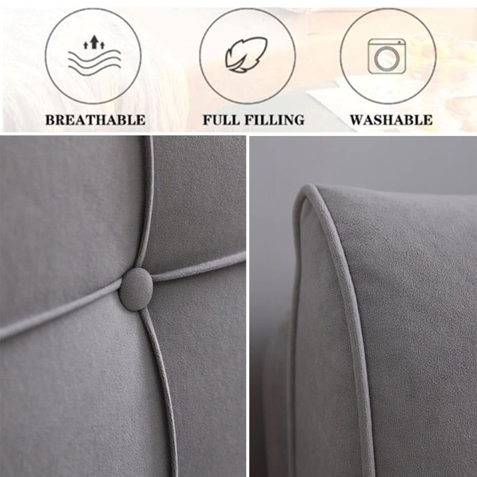 Cabecero Tapizado Cama Respaldo Cabecero Rey Respaldo Almohada Cama Cuña Tamaño Completo Per Banco Dormitorio Cojines De Cama,D,47.2"/120cm(Full)