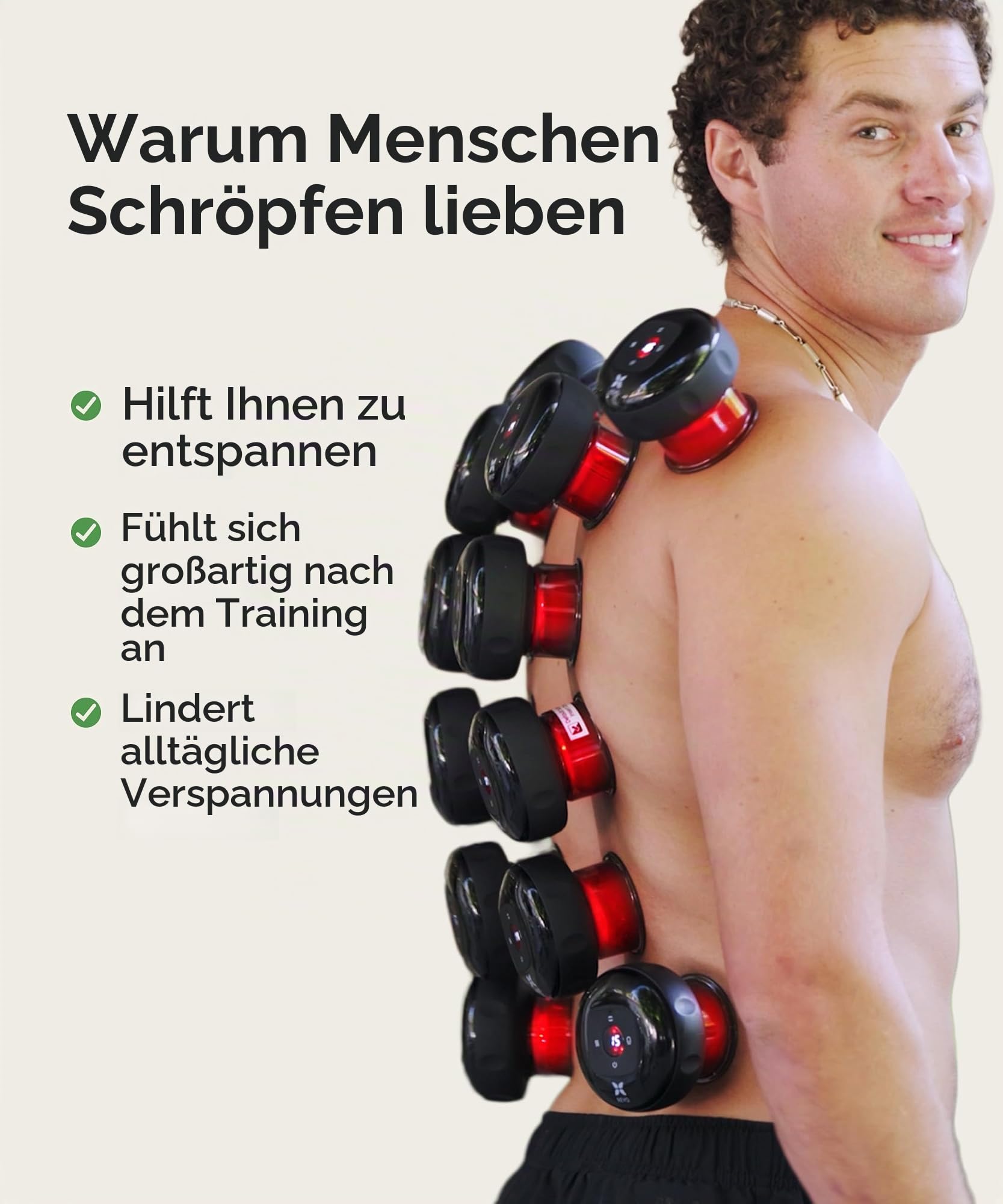 REVO das Original 4-in-1 Smart Schröpftherapie-Massagegerät mit Rotlichttherapie zur gezielten Schmerzlinderung, Knoten, Schmerzen, Muskelkater