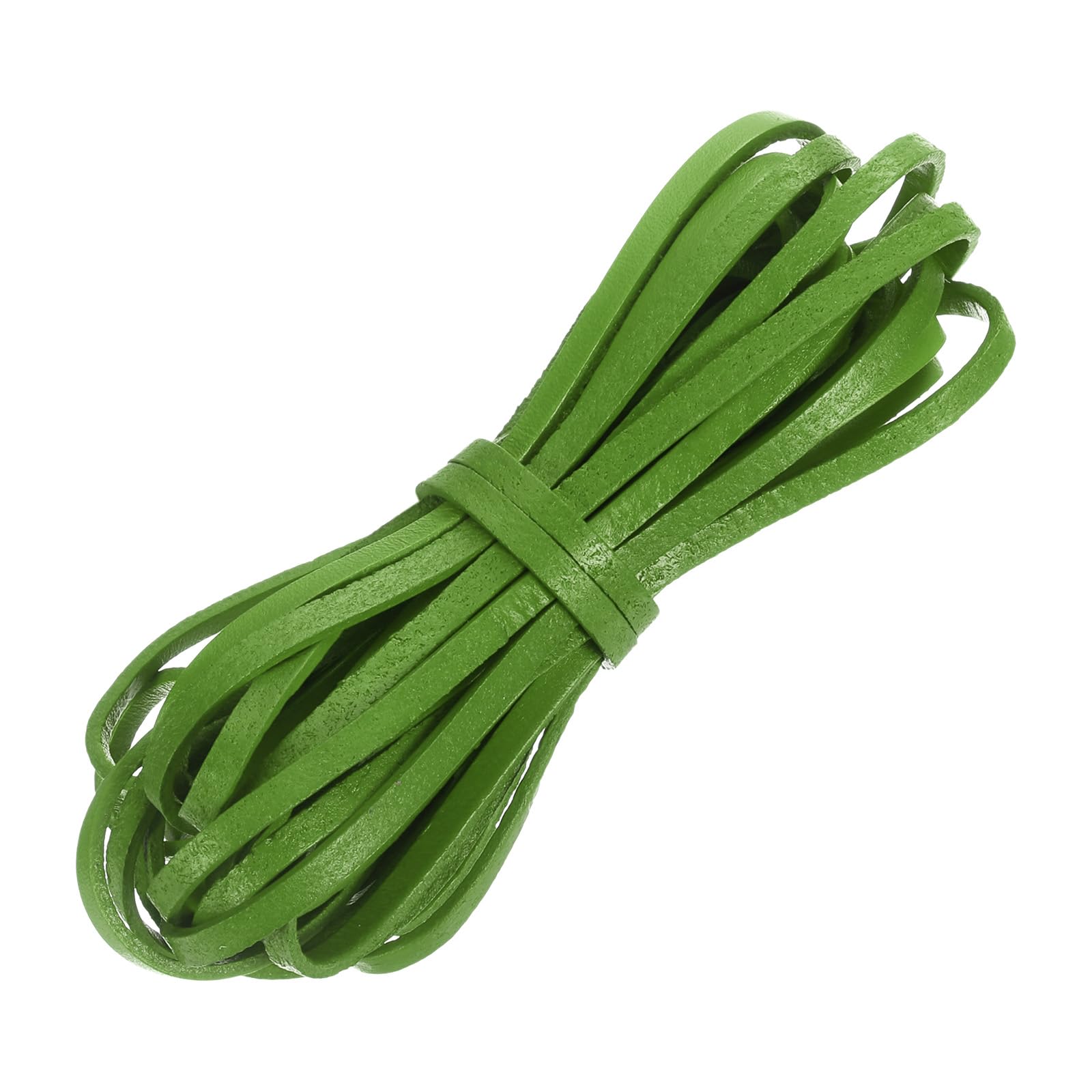sourcing map Flat Leather Cord, 5.5 Yard 4mm Leather String Strips Lacing for DIY Crafts Making Bracelet Purse Strap, Grass Green โ image 1