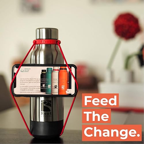 Miniatura 5 de Root FTC - Frasco térmico de acero inoxidable de doble pared, tapa anticaídas, parte inferior a prueba de golpes, cuerdas elásticas, 17.9 fl oz,