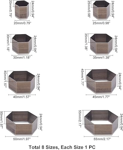 Miniatura 2 de PH PandaHall Juego de 8 piezas de acero de alto carbono con un agujero hueco de un agujero, 8 tamaños de hexágono de cuero para cortar troqueles de
