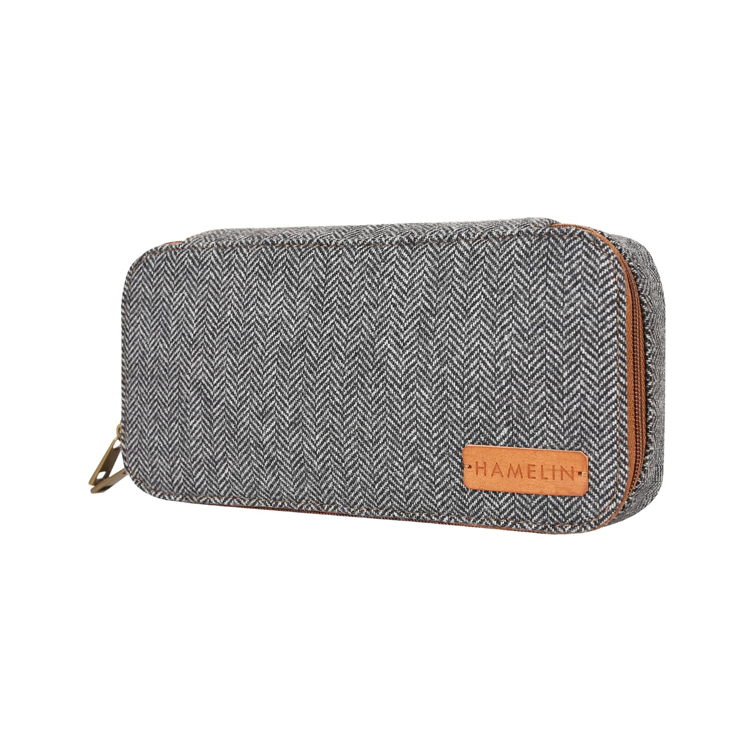 HAMELIN Oslo Tech Organiser | Grey Herringbone, Tweed Fabric | All in One Gadget Organizer | Multipurpose Pouch for Men and Women | Stylish Storage for Earphone, USB Cable, Power Bank, Mobile Charger… (B0CLLTM416) Amazon Price History, Amazon Price Tracker