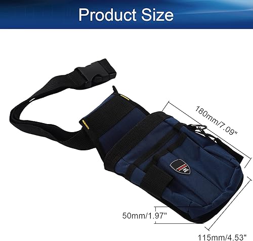 Miniatura 2 de Auniwaig Bolsa de herramientas de lona de 7.1 x 4.5 x 2.0 in, bolsillo pequeño para herramientas Oxford resistente con cinturón de nailon duradero