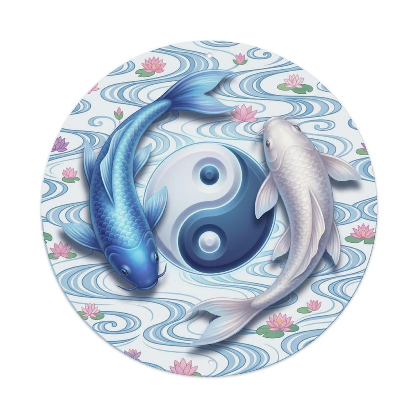 Tai Chi Koi Fish Tranquility Meditate Metal Tin Sign