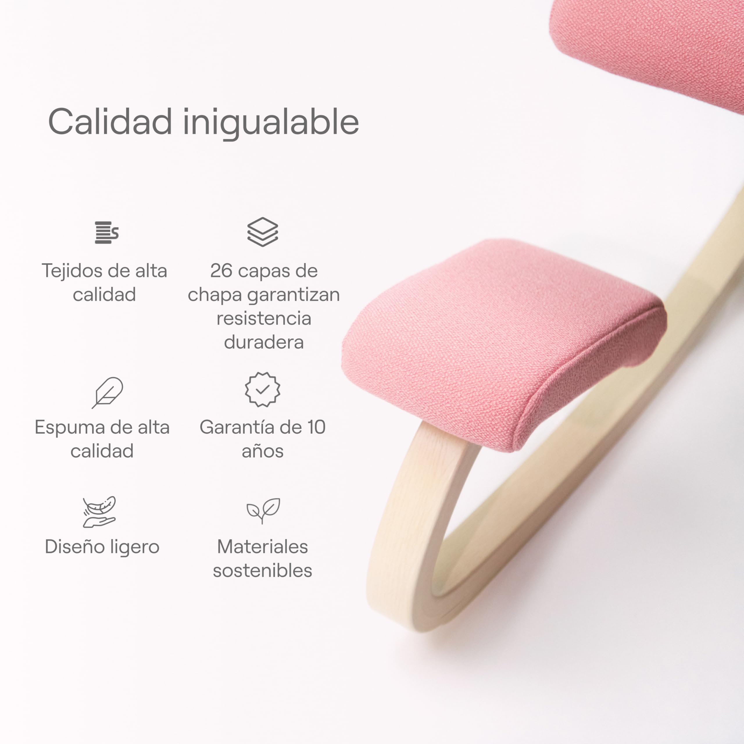 Varier Variable Silla Ergonómica de Rodillas para Escritorio | Silla ergonómica de rodillas sin respaldo con balanceo para una sedestación activa; asiento acolchado, soporta hasta 110 kg