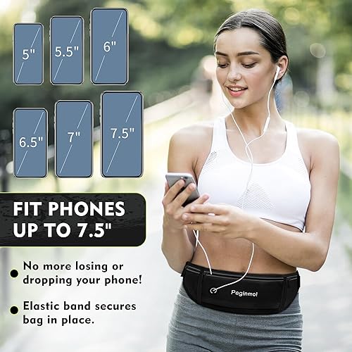 Miniatura 4 de Riñonera delgada para correr para mujeres y hombres, bolsa para correr para teléfono impermeable reflectante con 3 bolsas, soporte para teléfono