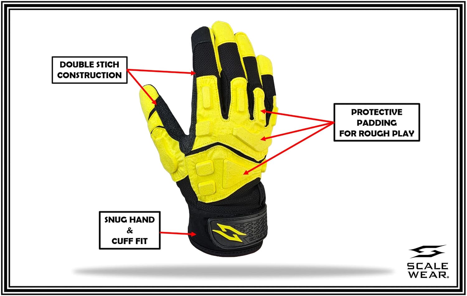 Stealth Padded Football Lineman Gloves – Black, Battle College Lineman, Be a Villain Not a Joker with Padded Stealth Football Gloves with Padded Protection, Youth, Kids, Men, Boys, Small to XXL Sizes