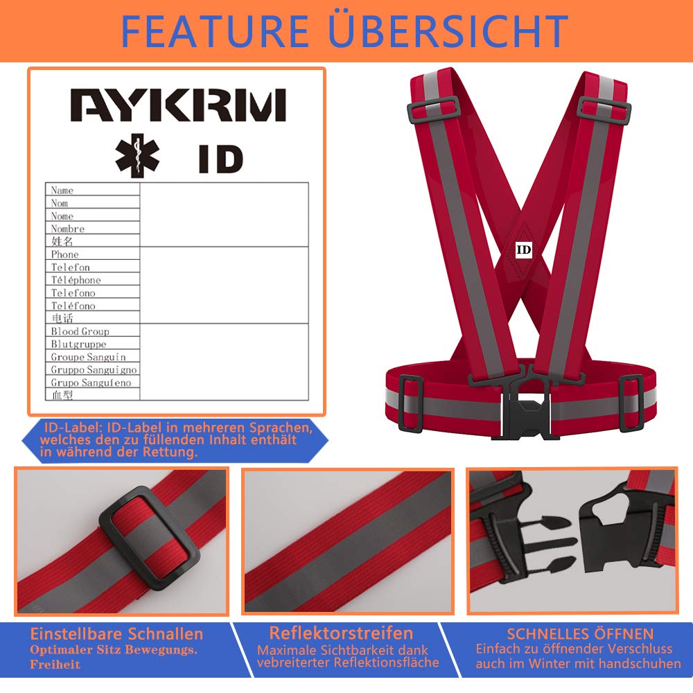 AYKRM Gilet Alta Visibilità con Striscia Riflettente per Corsa Ciclismo
