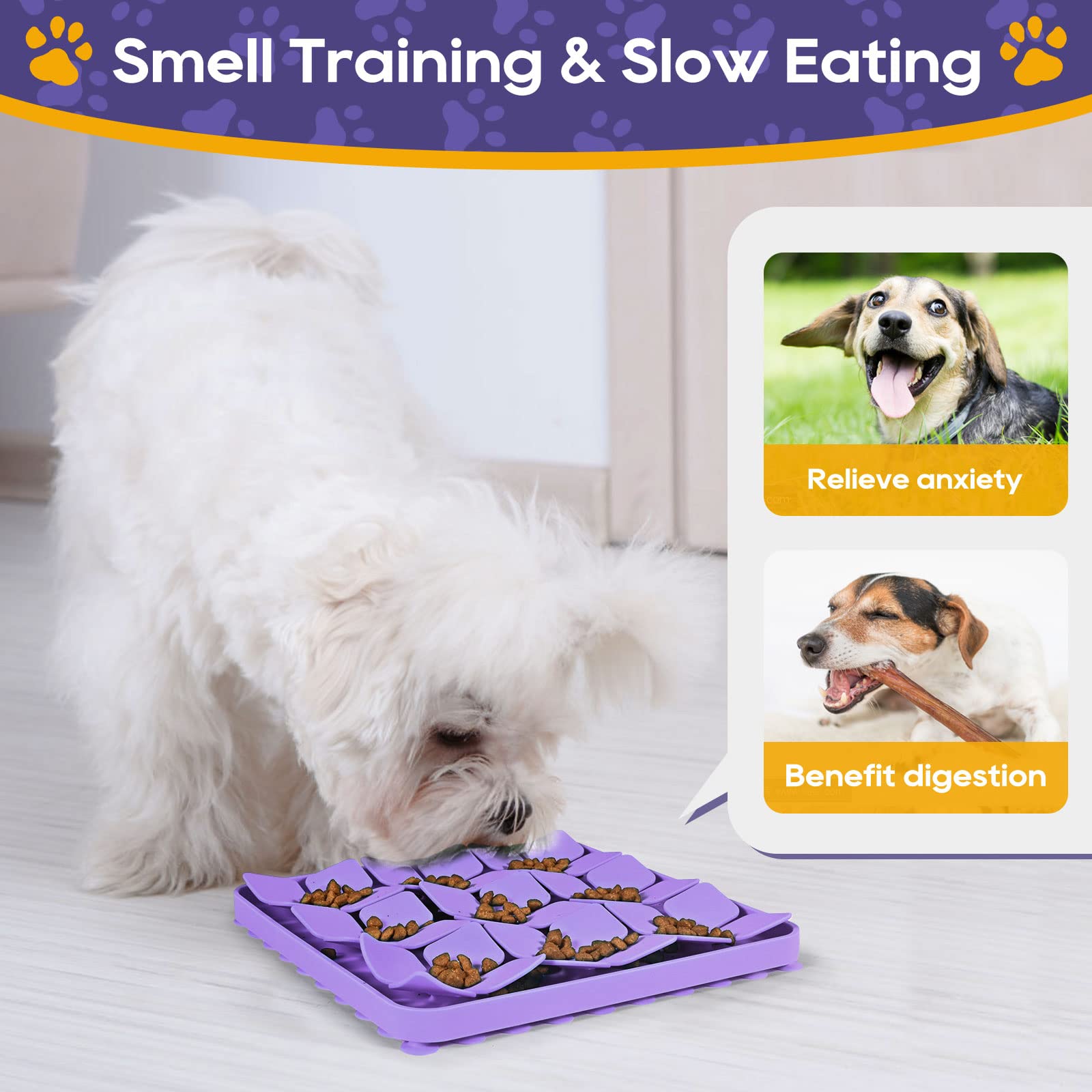 OurMiao Silicone Snuffle Mat for Dogs Dog Puzzle Feeder Sniffing Licking Mat for Small Medium Breed (Purple) - Image 3