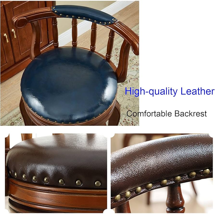 Amazon｜バースツール無垢材、1個カウンターチェア 回転 ブルー