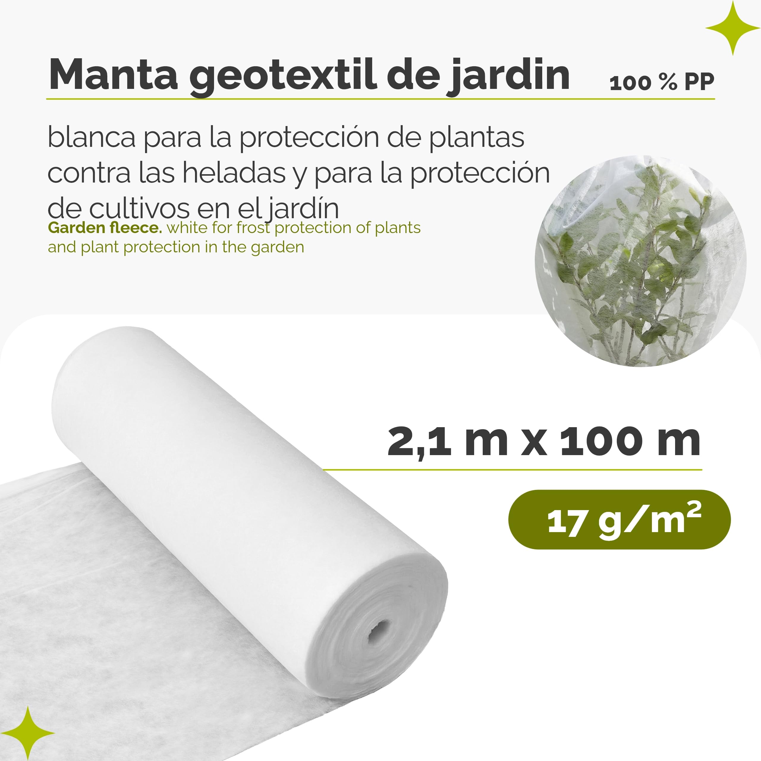 Garronda Manta Térmica para Plantas 2,1x100 m Antiheladas 17g/m² GD-0175