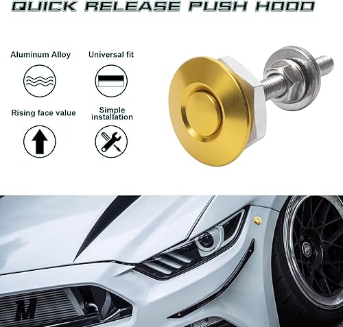 Miniatura 2 de Xotic Tech - Kit de cierre de tapa para parachoques con botón de liberación rápida universal para coche (amarillo)