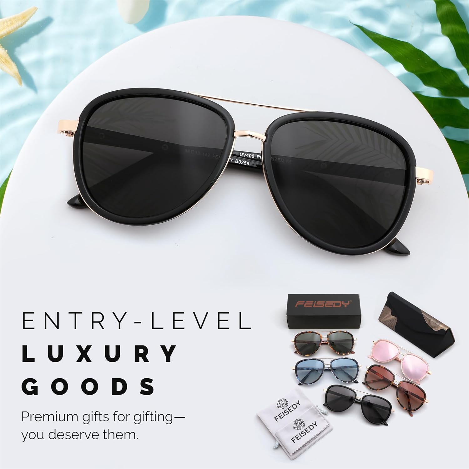 FEISEDY Retro Polarized Aviator Sunglasses for Women Men Vintage Square Sunglass With Classic Style B0259 - Image 7