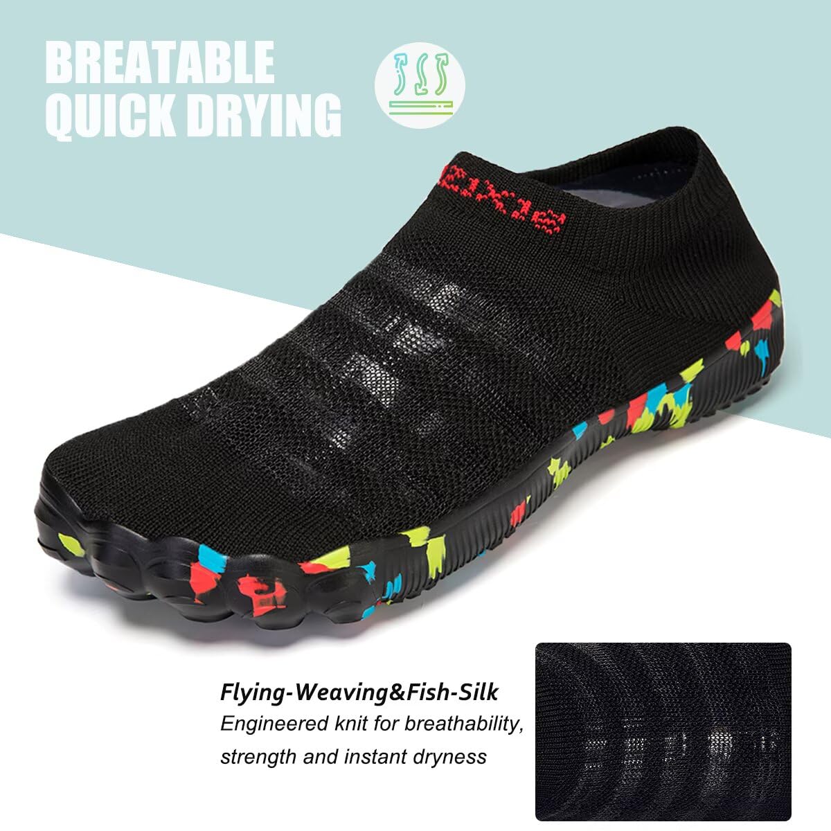 TOLLN Quick-Dry Barefoot Water Shoes for Men, Women & Youth – Versatile Aqua Socks for Beach, Pool, Kayaking, Hiking, Surfing, Yoga & Outdoor Sports?black/43