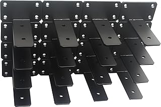 16 Pack - 4 inch Black L Shelf Bracket (1/5 Inch Thicked) Iron Shelf Brackets, Metal Shelf Bracket, Industrial Shelf Bracket, Modern Shelf Bracket, Metal L Brackets for Shelves Support