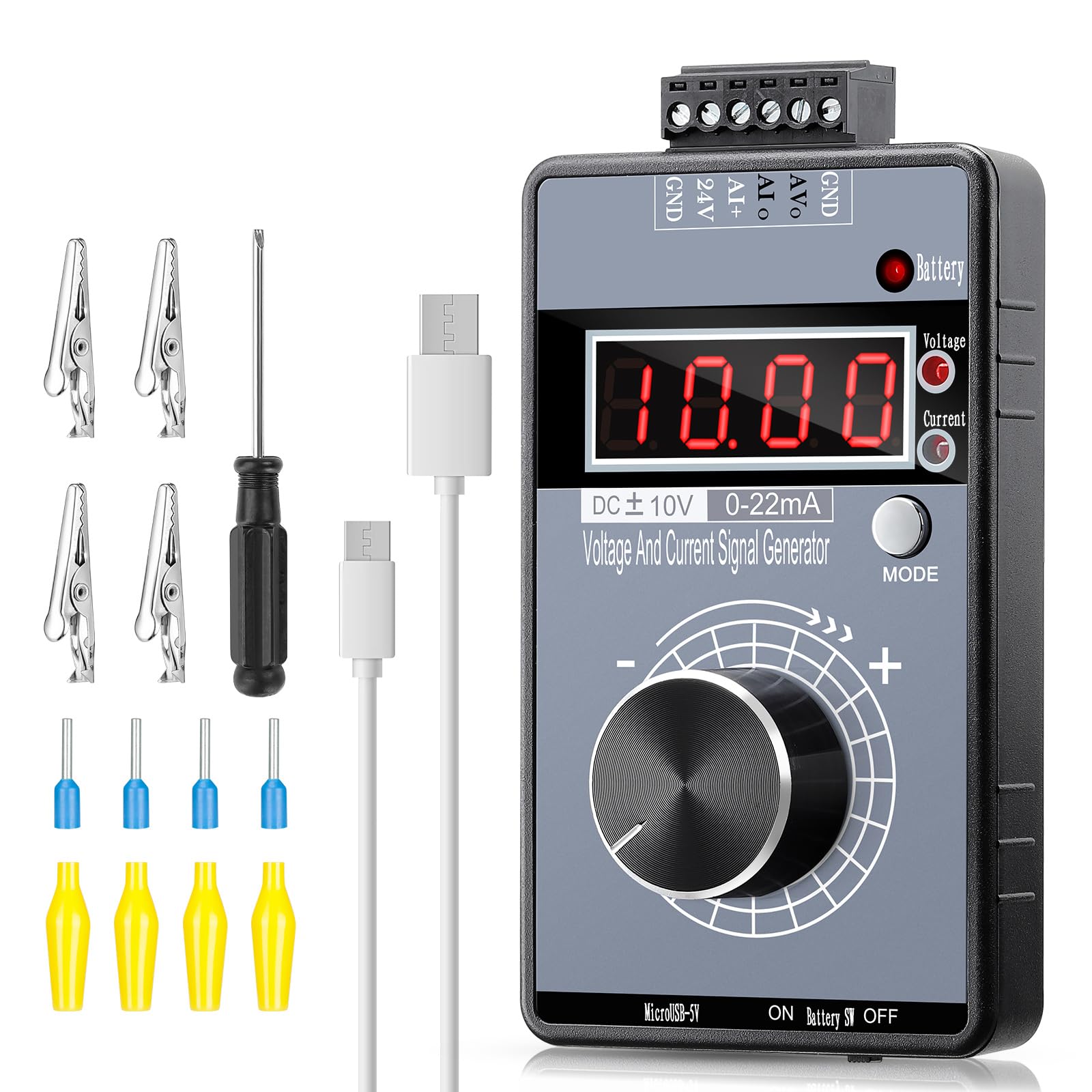 Riiai DC 0-10V 0/4-20mA Current Voltage Signal Generator, Built-in