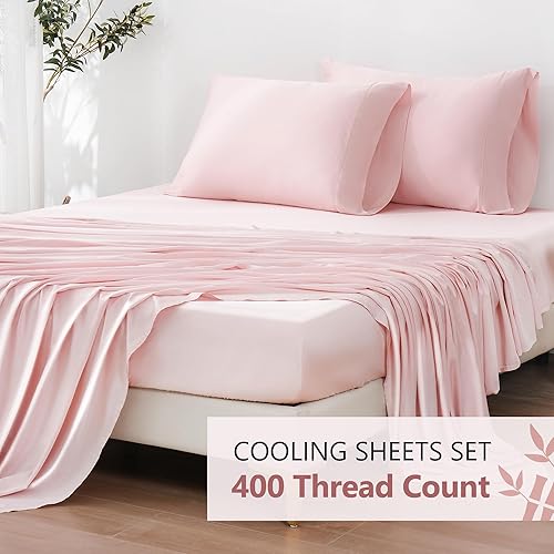 Miniatura 3 de Lyocell - Juego de sábanas de tamaño Queen, rayón derivado del bambú, bolsillo profundo de hasta 16 pulgadas, 4 piezas suaves y sedosas,