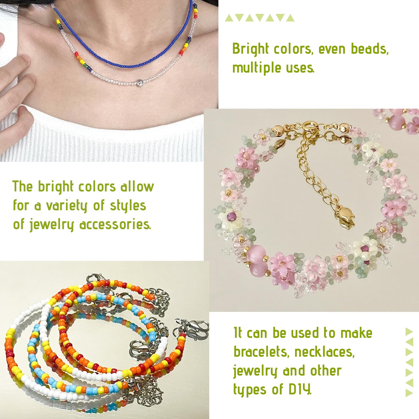 Kit de cuentas de cristal de 3 mm, cuentas de cintura pequeña 8/0 con pinzas elásticas para hacer joyas (144 colores)